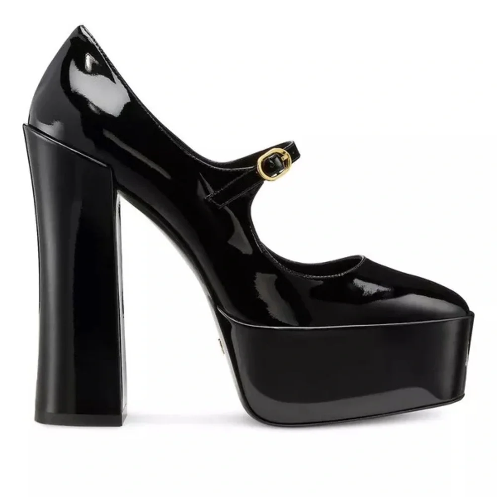 Stuart Weitzman Skyhigh 145 Mary Jane Platform Pumps Black Patent 9B New in Box